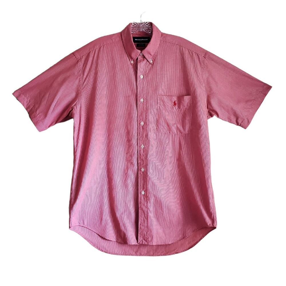 RALPH LAUREN GOLF Men's M Shirt Tilden Pony Logo Cotton Red Short Sleeve 46"